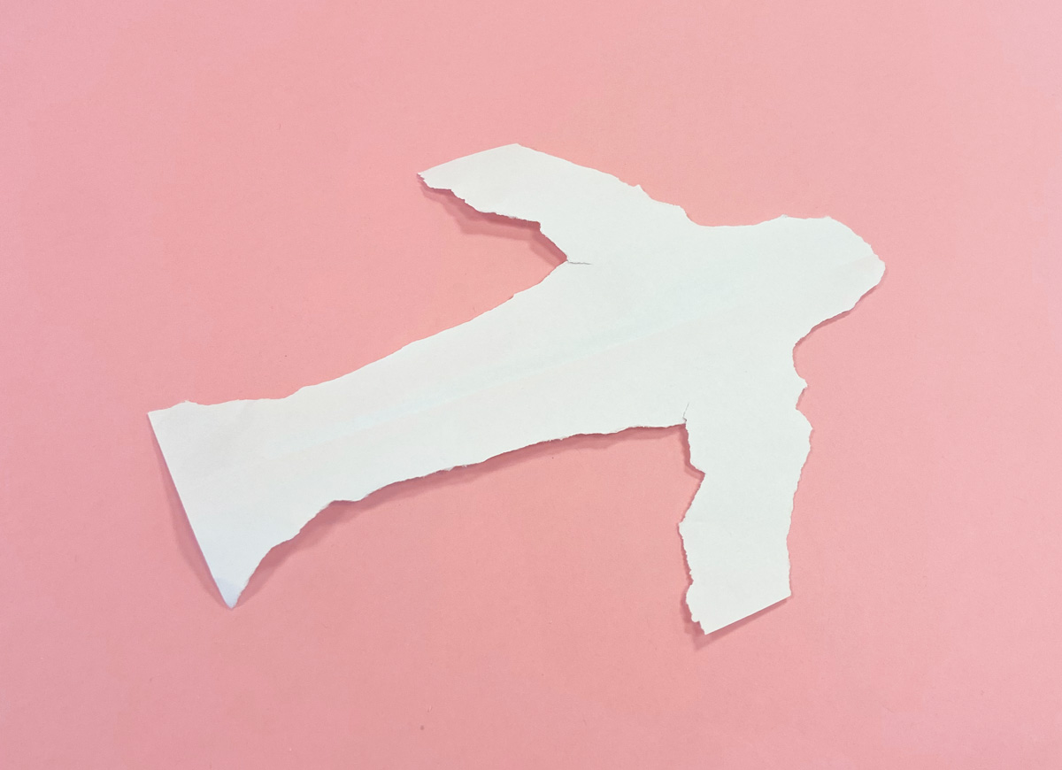 Torn outline on an airplane.
