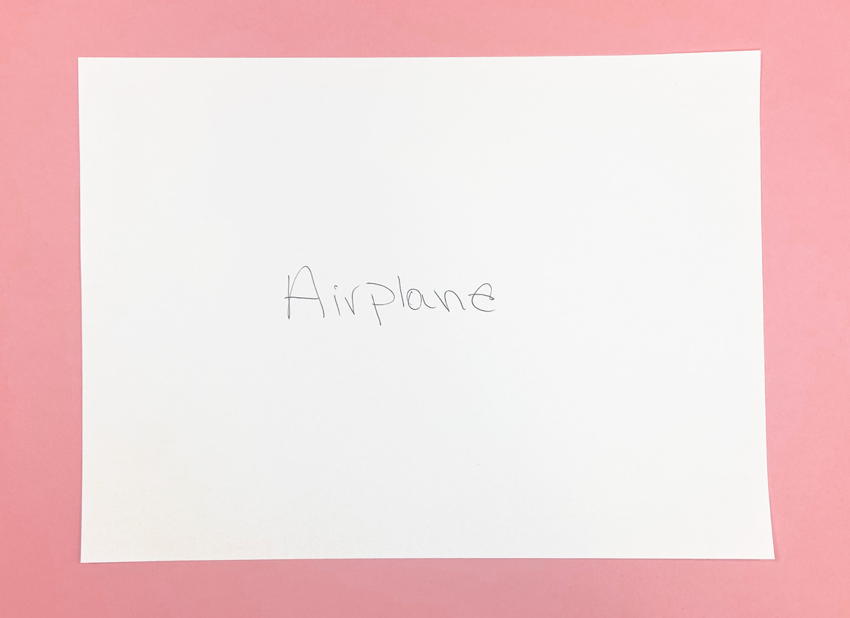 "Airplane" written with letters.