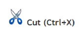 Cut icon (Ctrl + X)