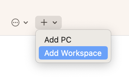 Select add Workspace.
