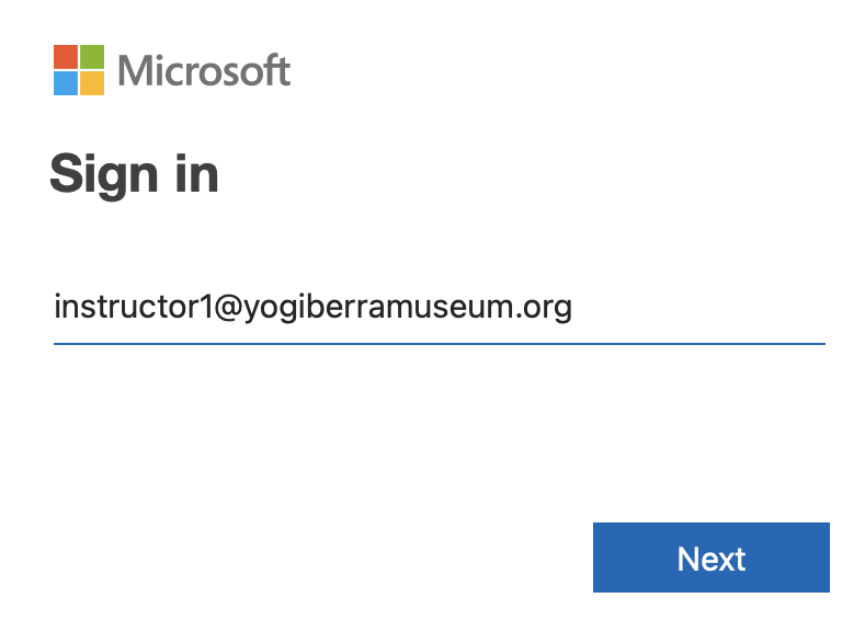 MS login view.
