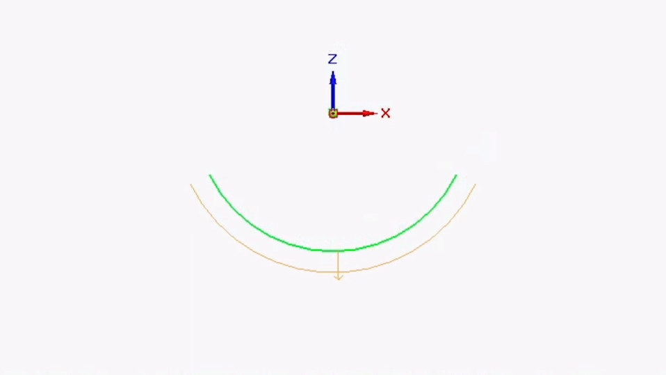 Offset tool creates a second arc.