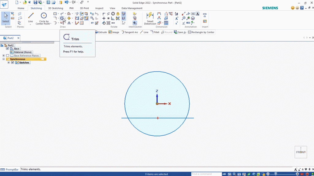 Using the Trim tool to remove unwanted line segments.