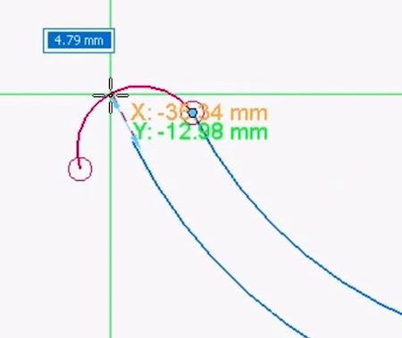 For the final third point of your arc, move your mouse and left-click so that the arc curves upward.
