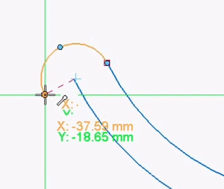 Once again using the Arc by 3 Points tool, connect the end of your newly created arc with the endpoint of what will become your bottom arc.