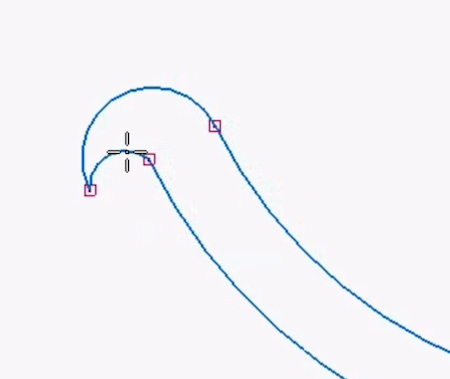 For the final, third point of that second arc, drag your mouse upwards to form a hook shape.