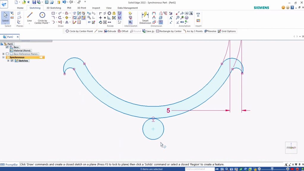 At the bottom midpoint of your drawing, plot the tangent circle.