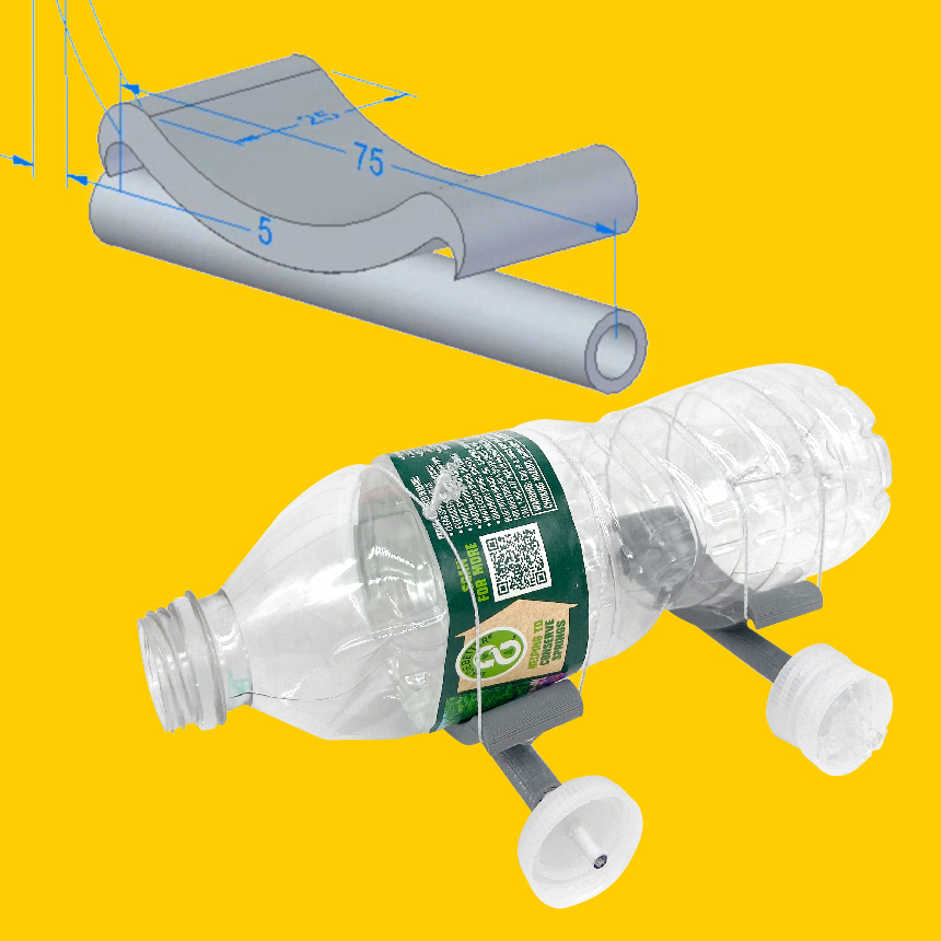 Water bottle car and Solid Edge part.