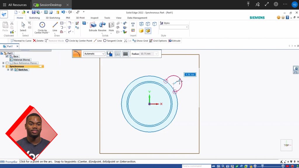 Ronnie describes how to sketch a tab for a lid.